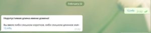 Недопустимая длина имени домена - REG.RU whois telegram bot